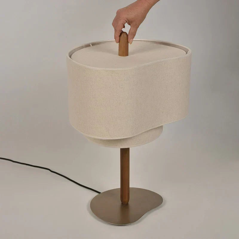 Lámpara de mesa wabi sabi Tapela – tapa con pomo de madera