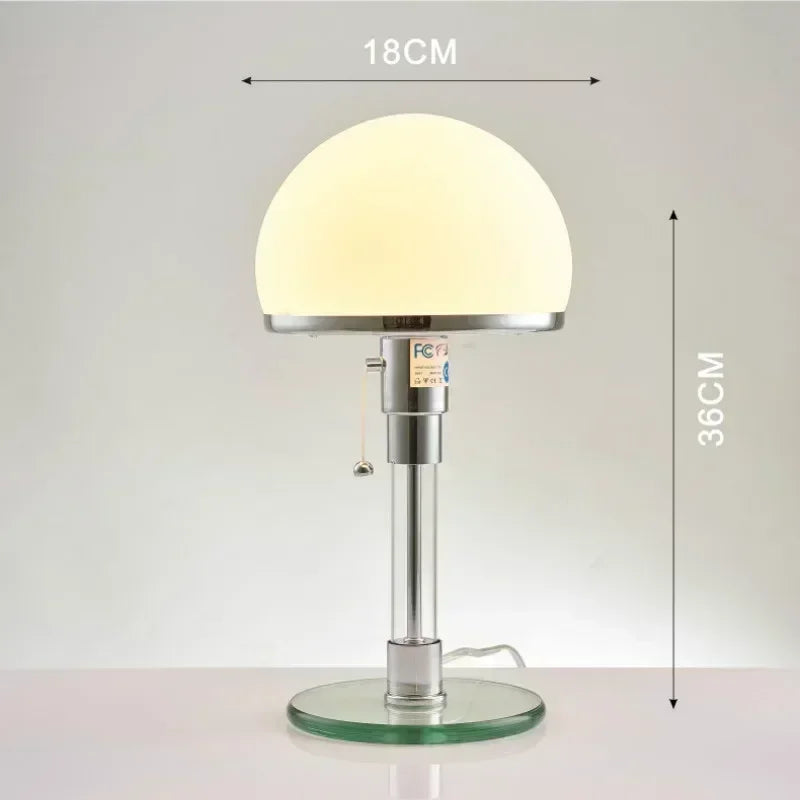 Lámpara de mesa de cristal opal Orbina – medidas en centímetros