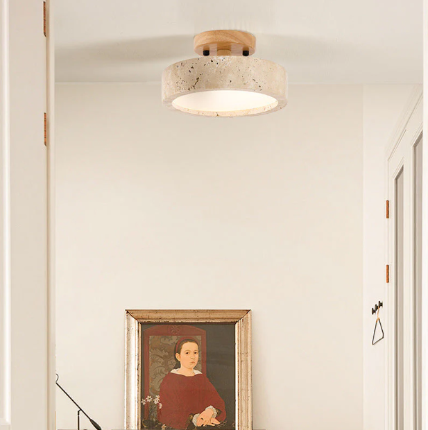 Plafón LED efecto travertino Gavelia en el techo de un dormitorio – imagen 10