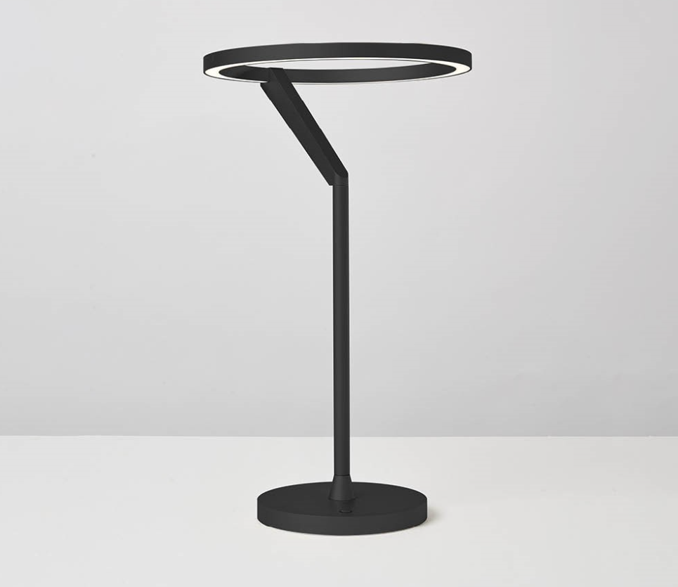 Lámpara de mesa LED con aro de luz Orlena – en negro