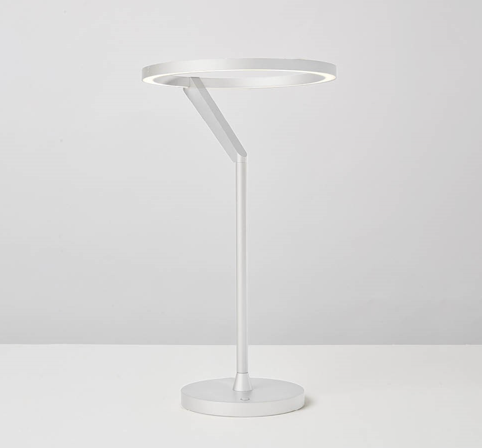 Lámpara de mesa LED con aro de luz Orlena – en blanco