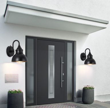 Aplique de pared exterior Jamira – pareja en una entrada moderna