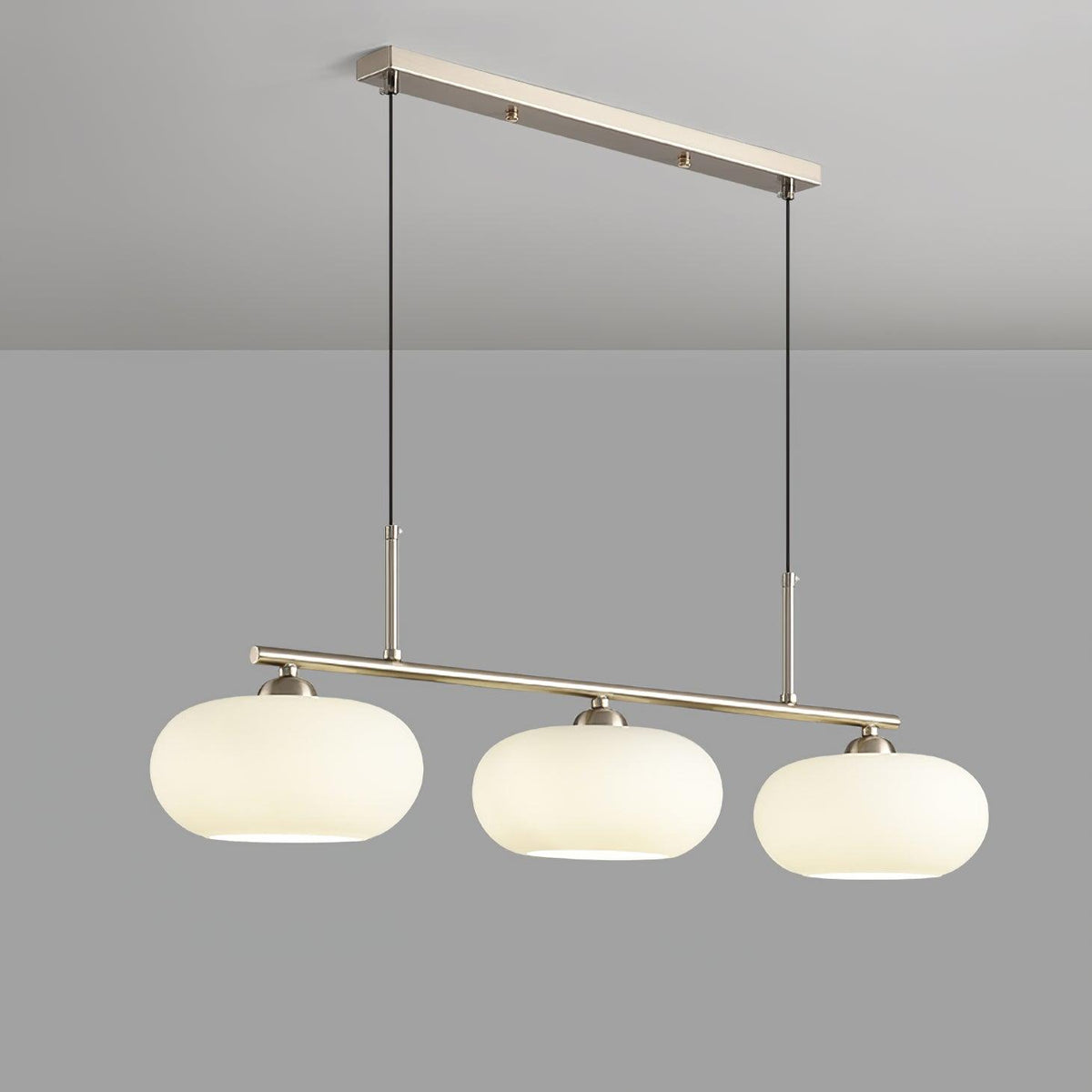 Calima - Lámpara Colgante Lineal de Tres Luces con Cristal Opal Blanco