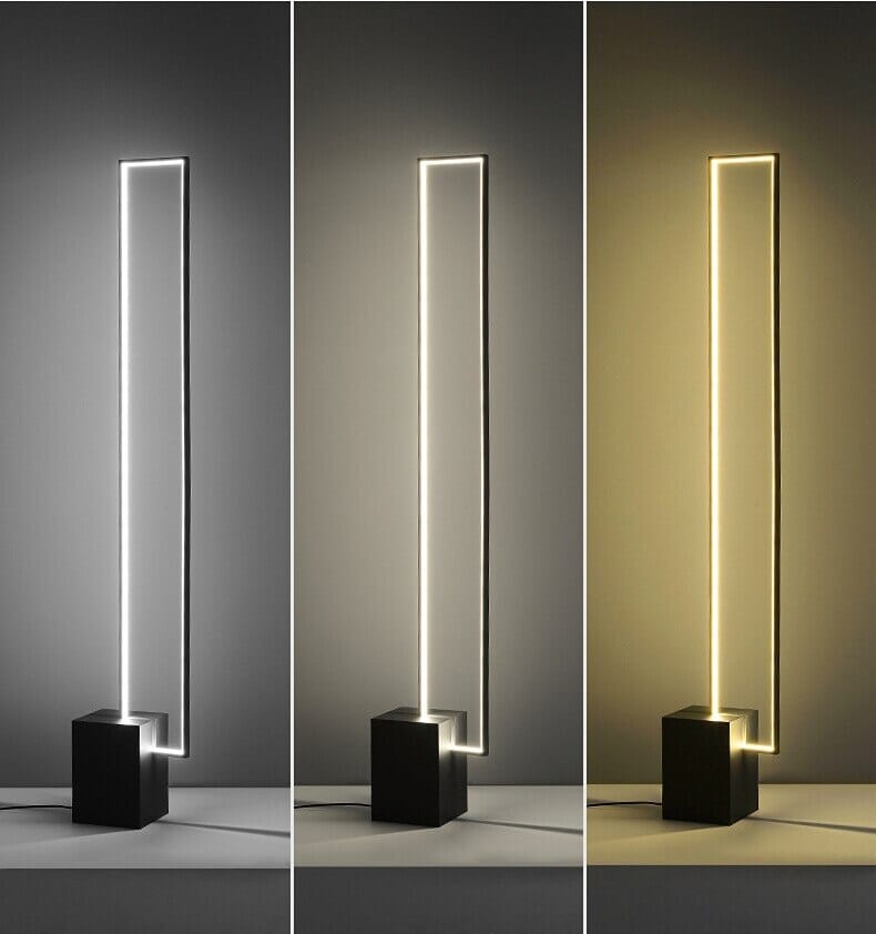 Lámpara de pie LED rectangular Tevaro – en luz fría, neutra y cálida