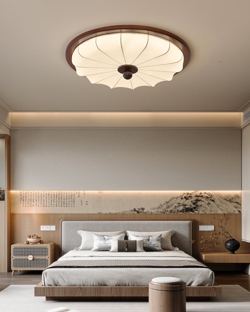 Plafón LED de techo Ervina en un dormitorio sereno – imagen 6