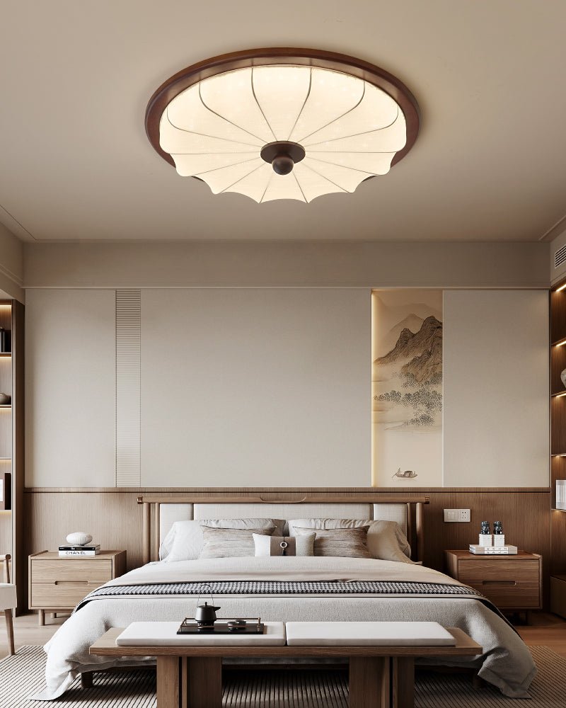 Plafón LED de techo Ervina en un dormitorio sereno – imagen 7