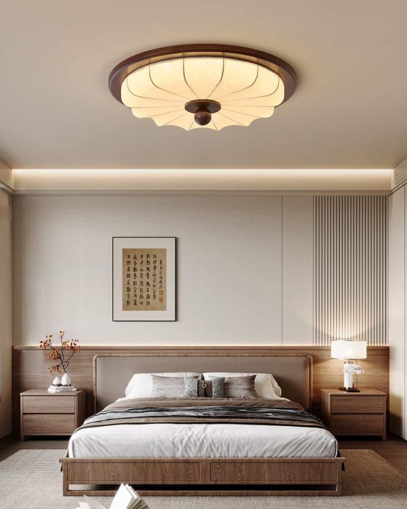 Plafón LED de techo Ervina en un dormitorio sereno – imagen 8