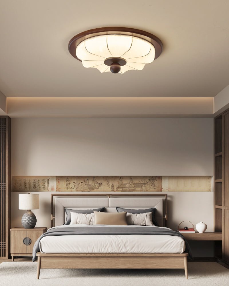 Plafón LED de techo Ervina en un dormitorio sereno – imagen 5
