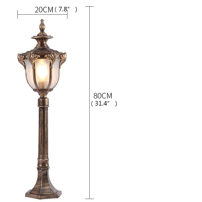 Farola de jardín Julara – bronce de 80 cm con medidas