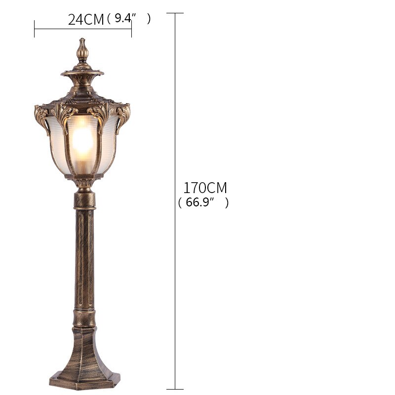 Farola de jardín Julara – bronce de 170 cm con medidas
