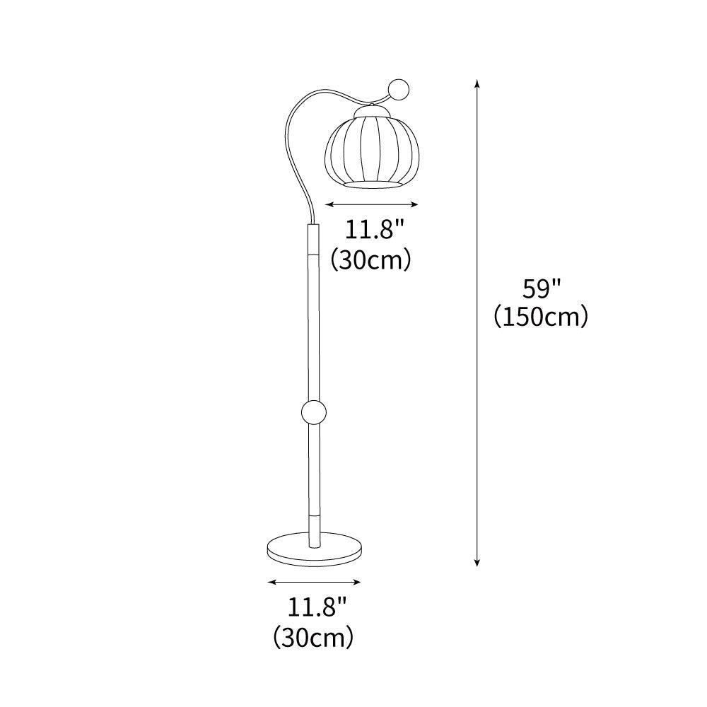Lámpara de pie con pantalla de seda Sedella – dibujo con medidas