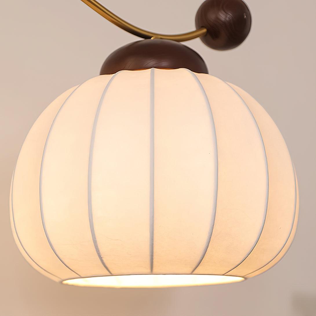 Lámpara de mesa de seda Zapalina – detalle de la pantalla de seda tipo calabaza
