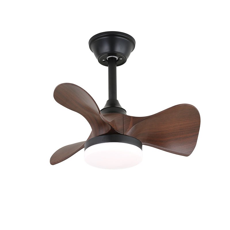 Ventilador de techo con luz Ilenza – negro y nogal, aspas curvas
