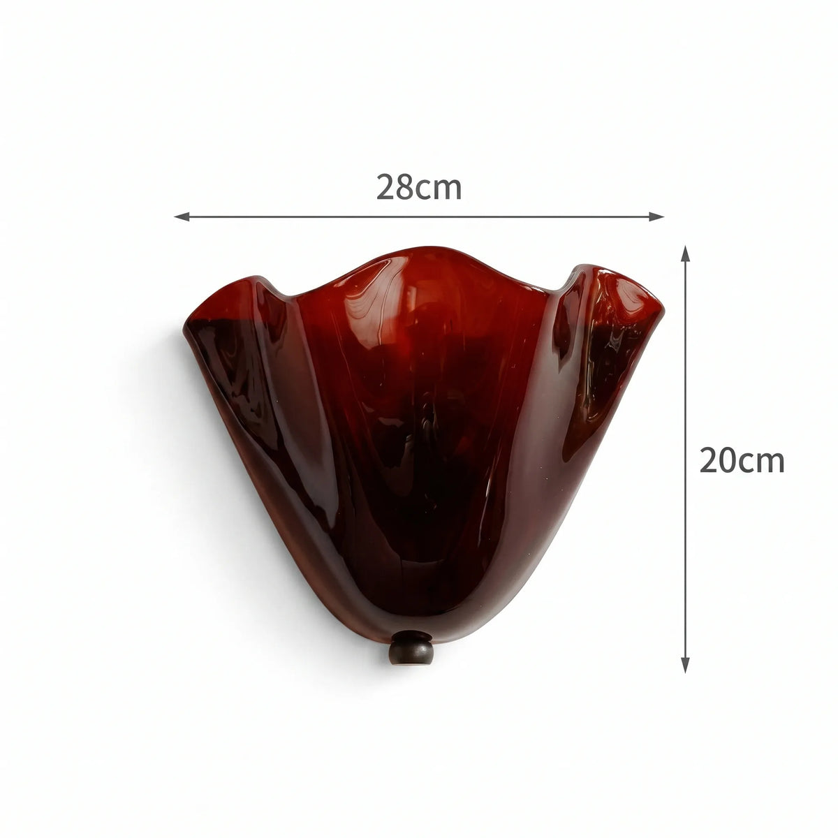 Aplique de pared de cristal soplado Lavisa – color marrón terracota 28 × 20 cm