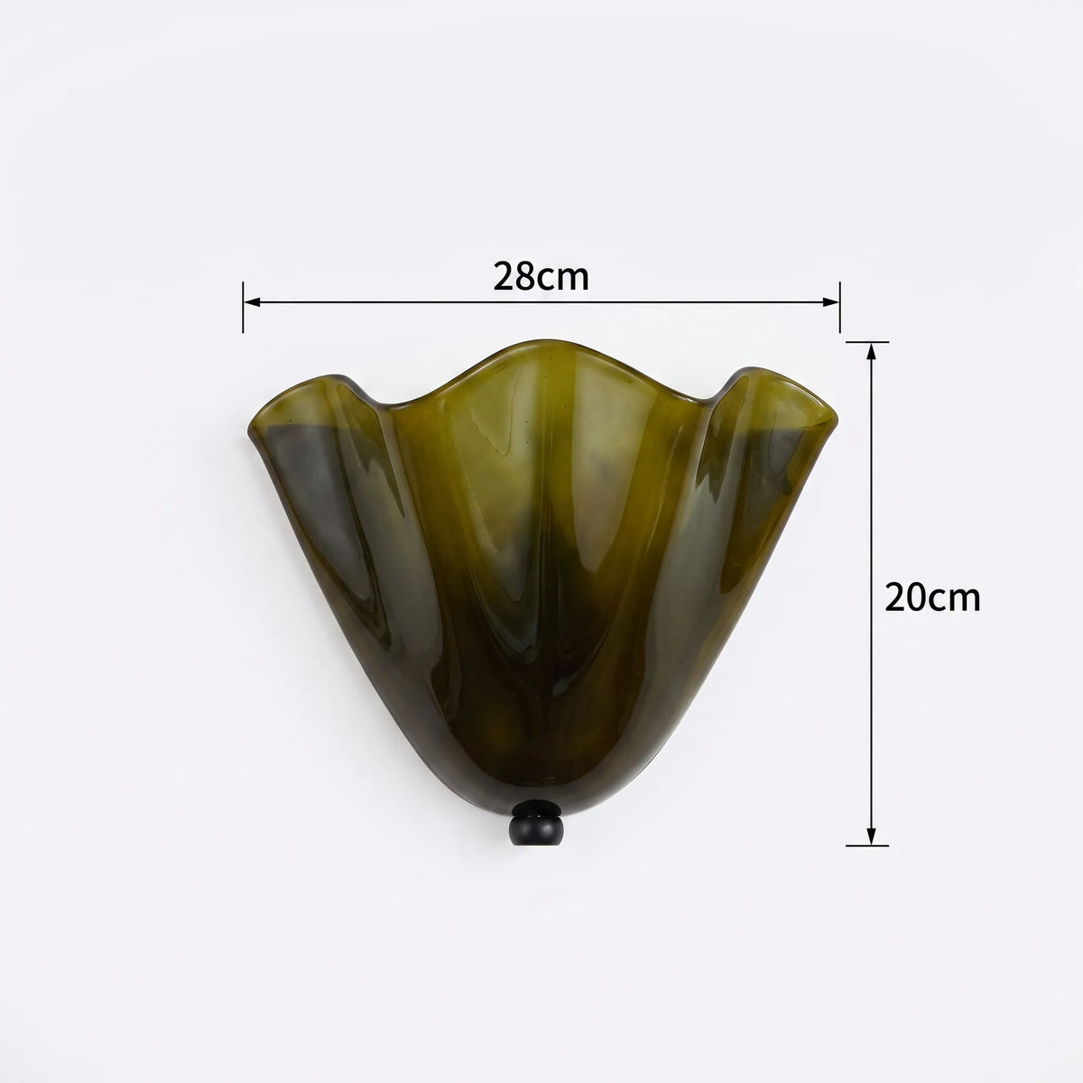 Aplique de pared de cristal soplado Lavisa – color verde oliva 28 × 20 cm