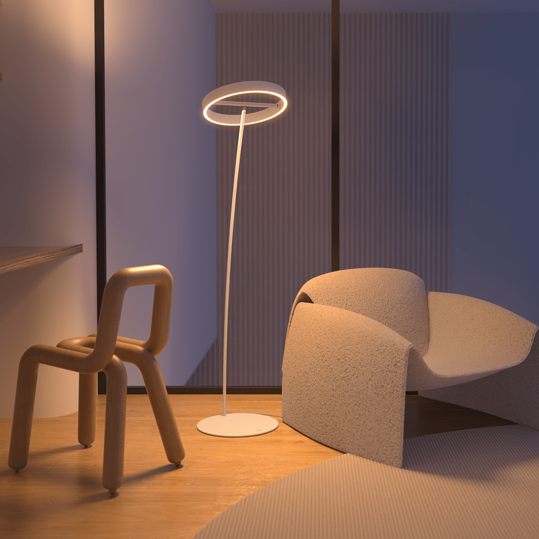Lámpara de pie LED Rotela en un salón moderno – imagen 13