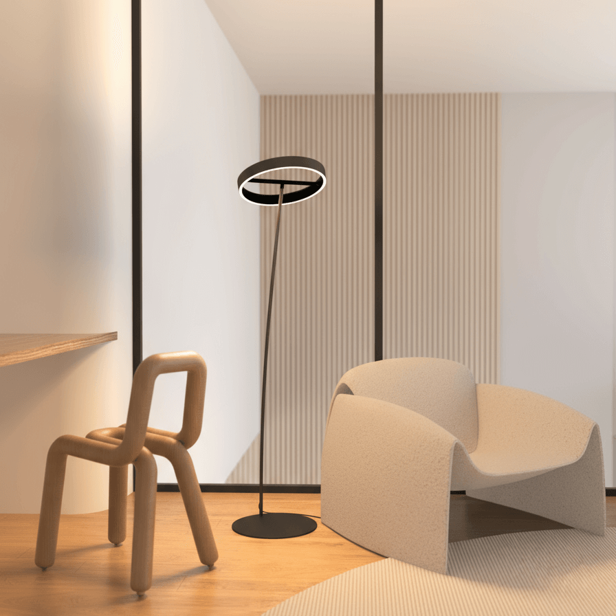 Lámpara de pie LED Rotela en un salón moderno – imagen 8