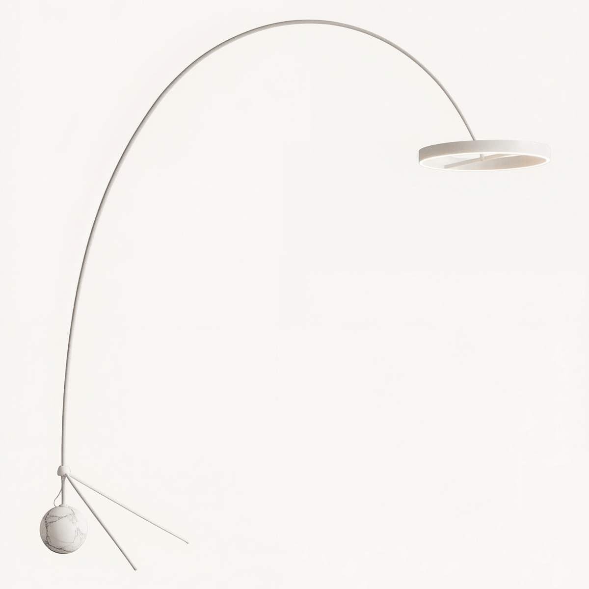 Ruvela - Lámpara de Pie Arco LED con Anillo Regulable y Base de Mármol