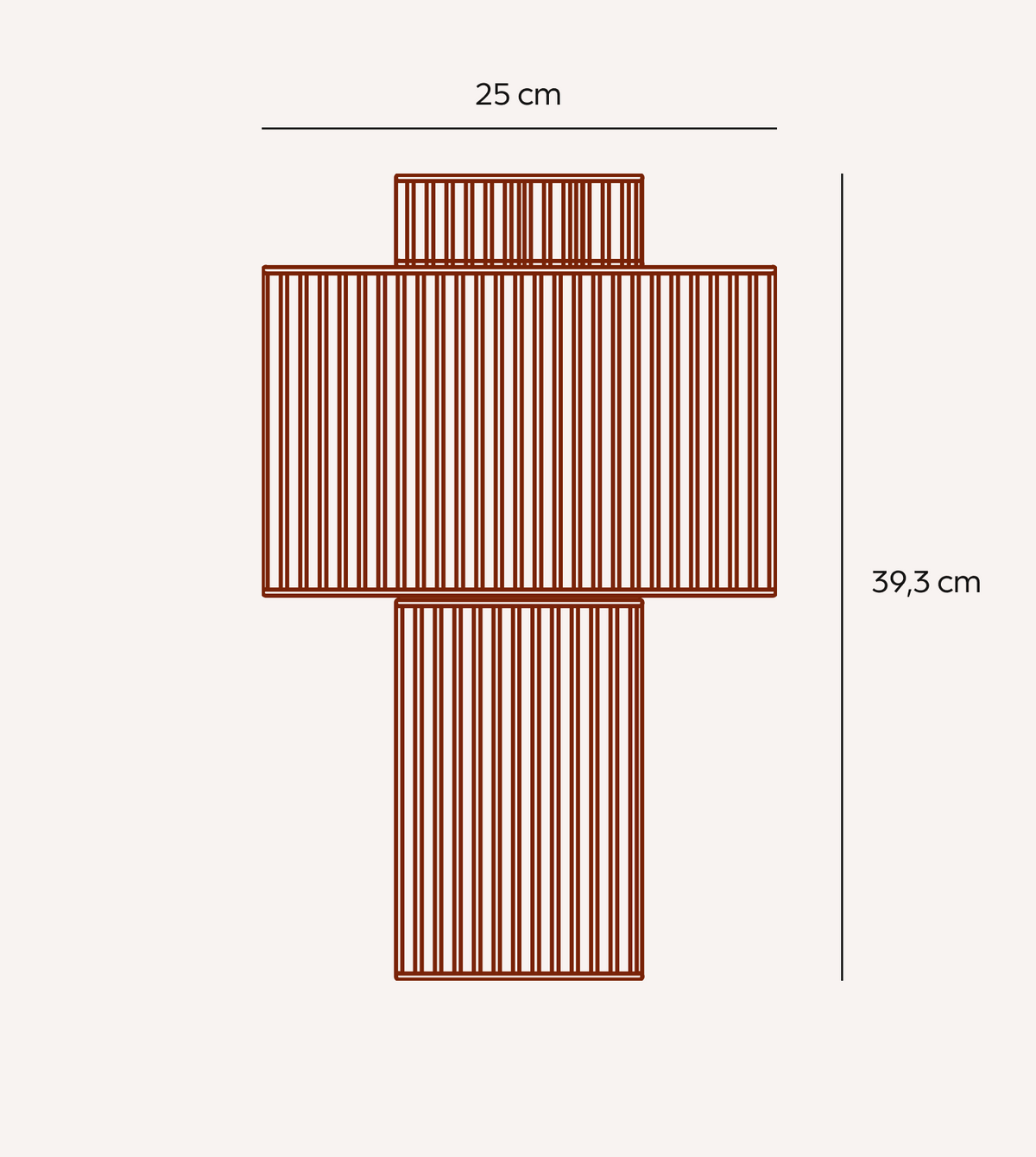 Lámpara de mesa de algodón trenzado Ovilla – medidas en centímetros