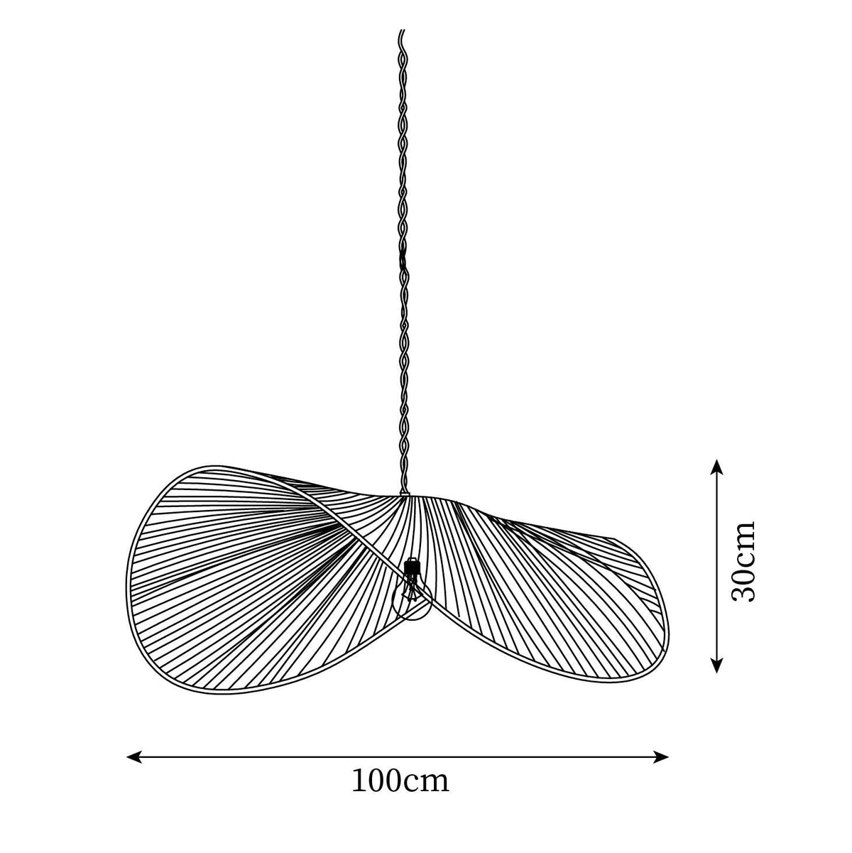 Lámpara colgante sombrero de cuerda Alabrisa – medidas de la versión de Ø 100 cm