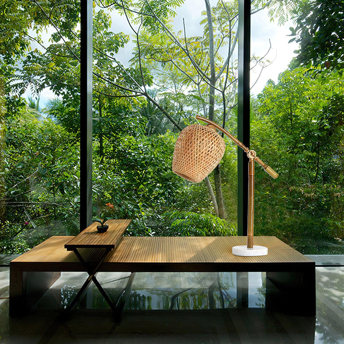 Lámpara de mesa de bambú Fibreta en un dormitorio de estilo zen – imagen 13