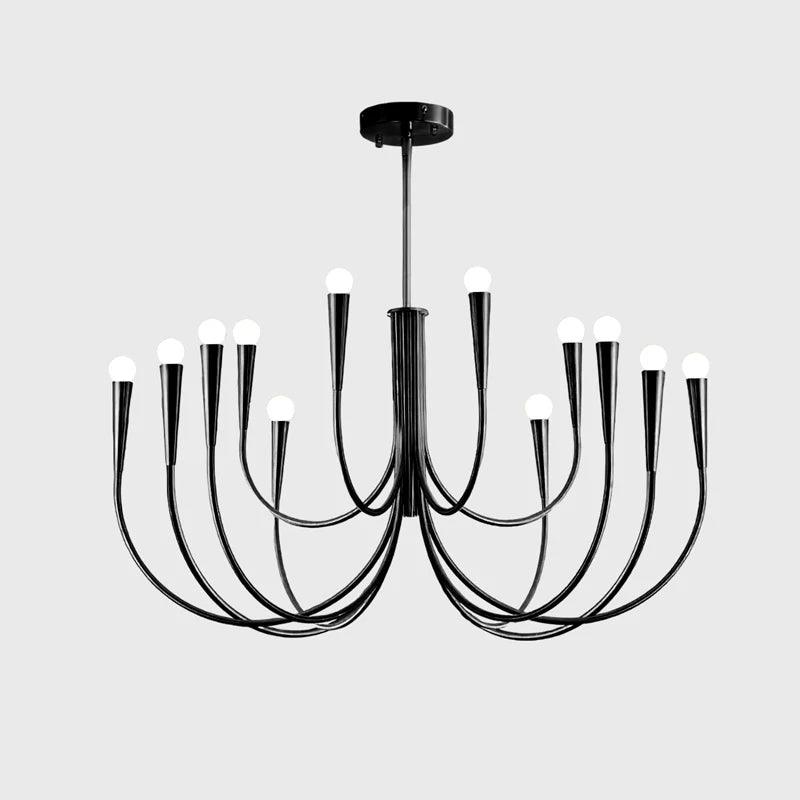 Lámpara de araña de brazos curvos Zarcela – negro, 12 luces · Ø 100 cm