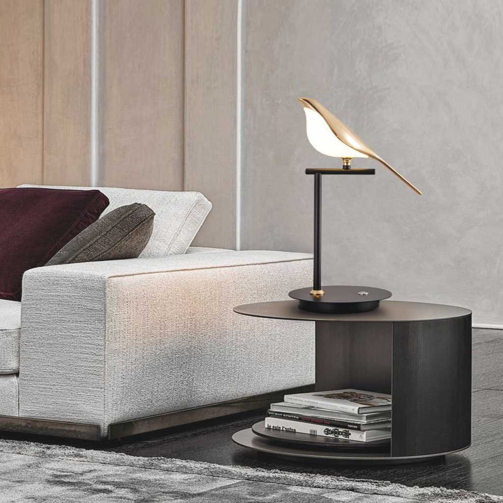 Lámpara de mesa con pájaros luminosos Mirleta – modelo de 1 pájaro