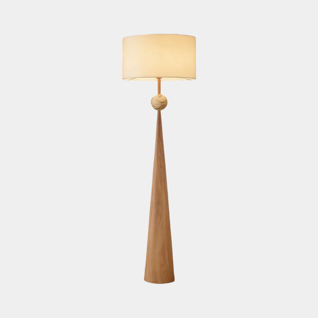 Lámpara de pie cónica efecto madera Ruecana – pantalla cilíndrica Ø 45 cm