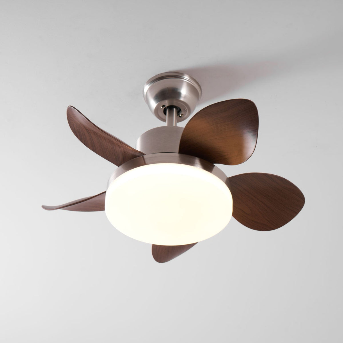 Ventilador de techo con luz Bosca en un dormitorio cálido – imagen 25