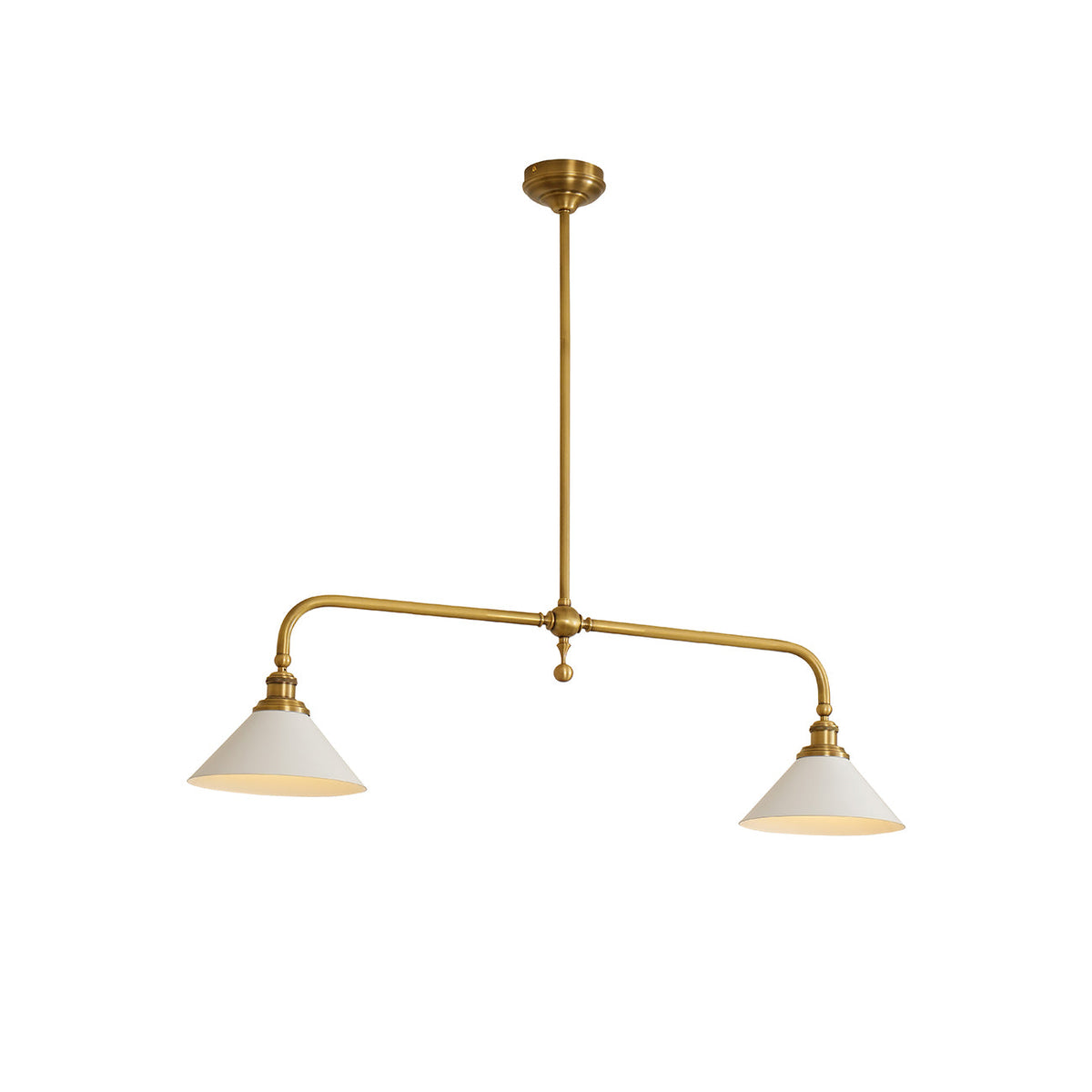 Lámpara colgante lineal de latón Yunta – versión de 120 cm