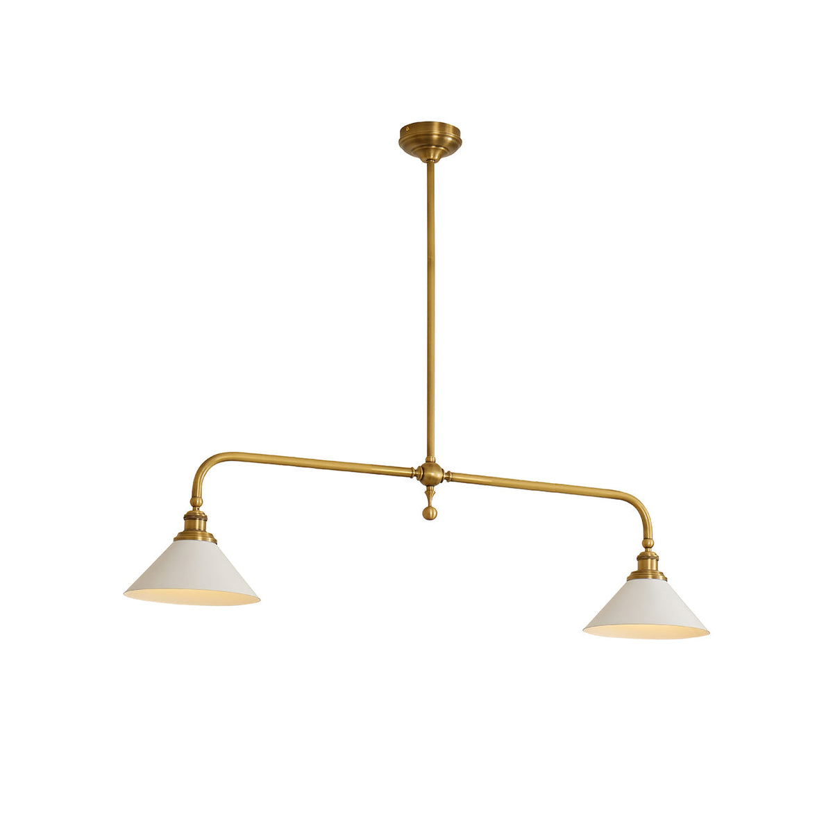 Lámpara colgante lineal de latón Yunta – versión de 140 cm