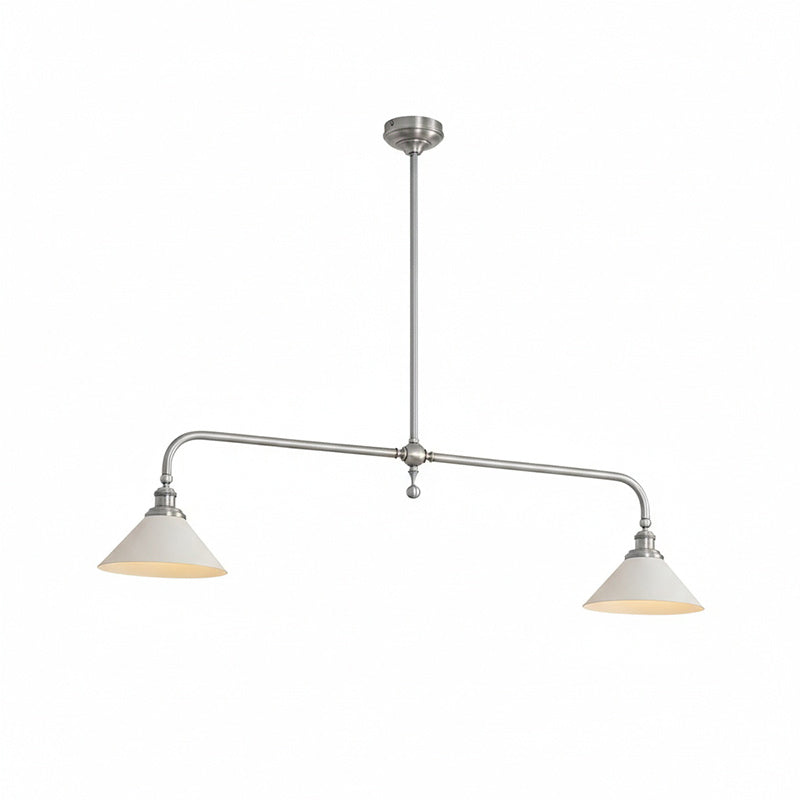 Lámpara colgante lineal Yunta – níquel pulido, pantalla de aluminio, largo 140 cm