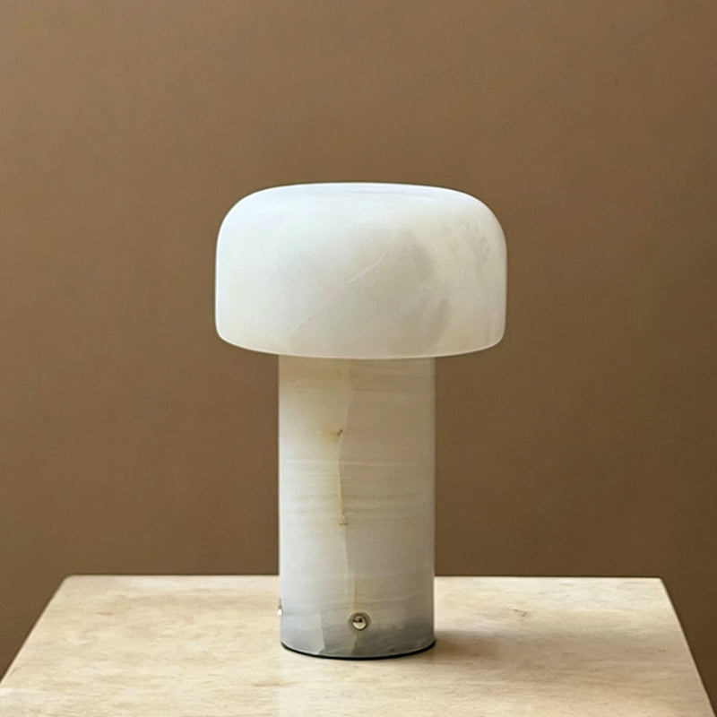 Lámpara de mesa recargable Tobalia – base de jade blanco con pantalla blanca