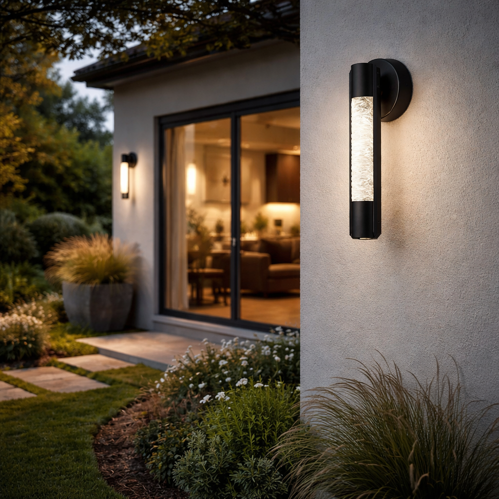 Aplique de pared exterior LED Undara en la entrada de una casa – imagen 2