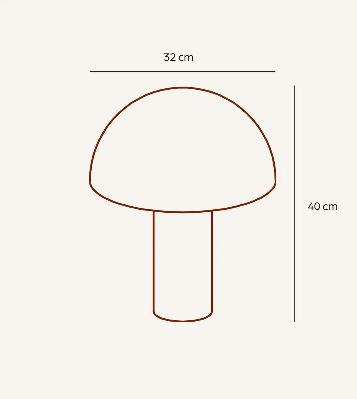 Lámpara de mesa seta de metal Marola – medidas