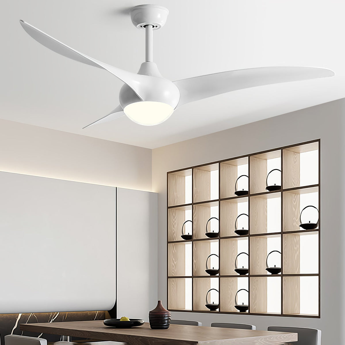 Ventilador de techo con luz Casela en un salón de estilo rústico – imagen 4