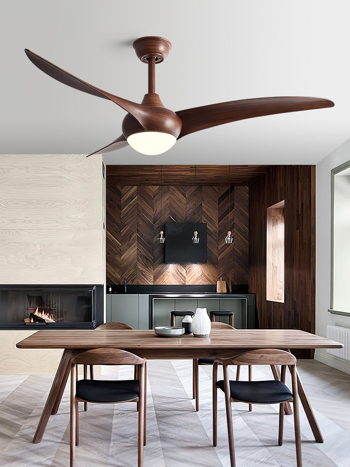 Ventilador de techo con luz Casela en un salón de estilo rústico – imagen 10