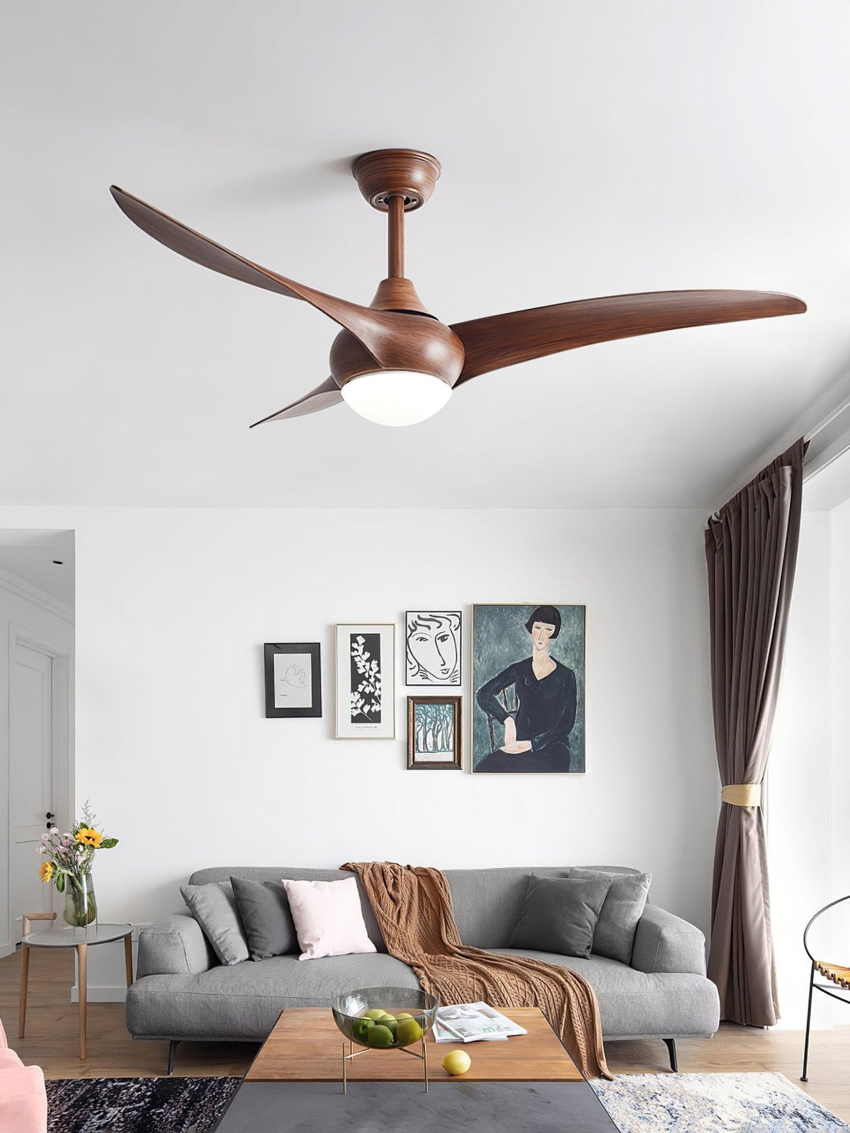 Ventilador de techo con luz Casela en un salón de estilo rústico – imagen 9