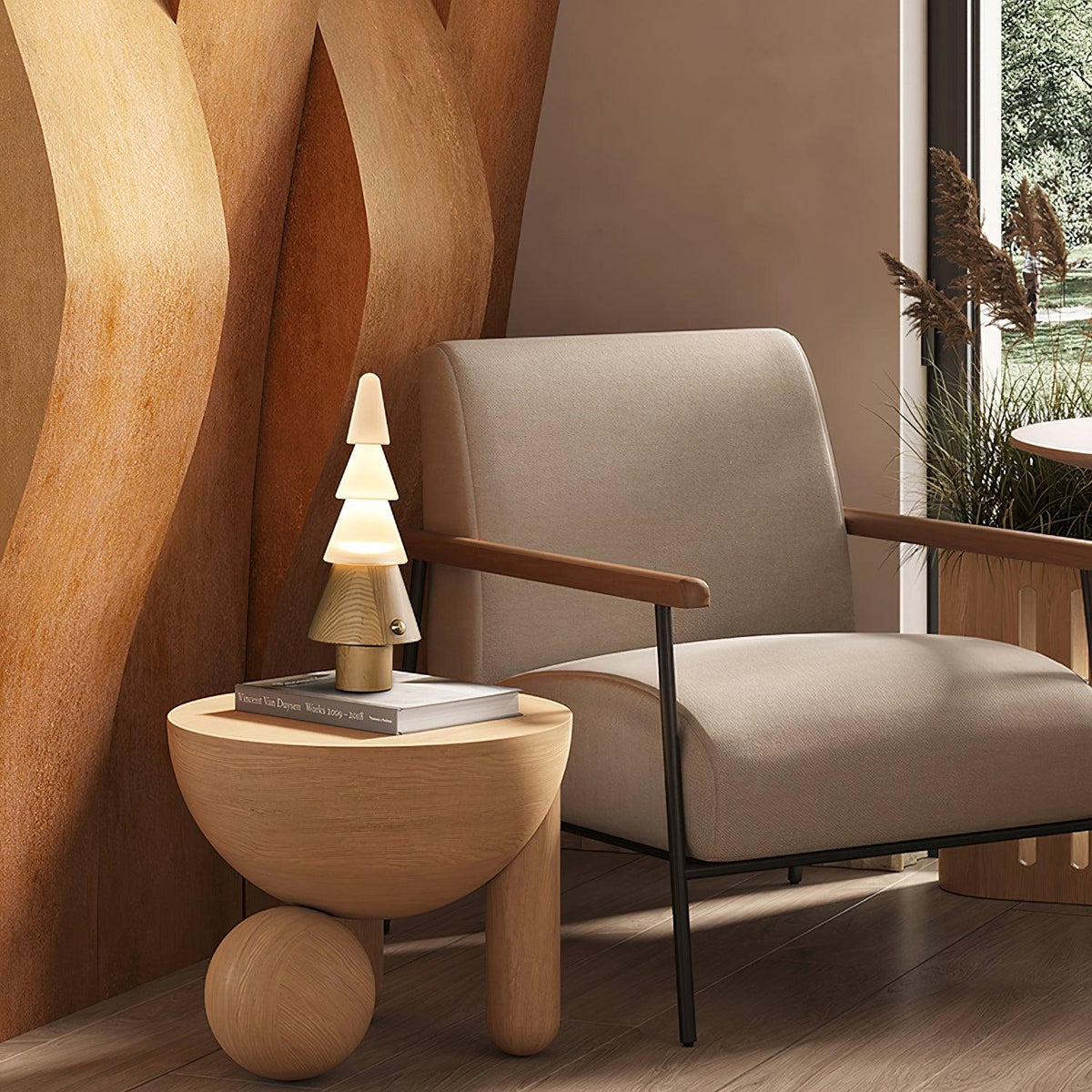Lámpara de mesa recargable en forma de árbol Abeta en un salón acogedor – imagen 7