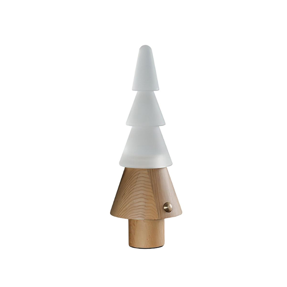 Lámpara de mesa recargable en forma de árbol Abeta – con base de madera natural