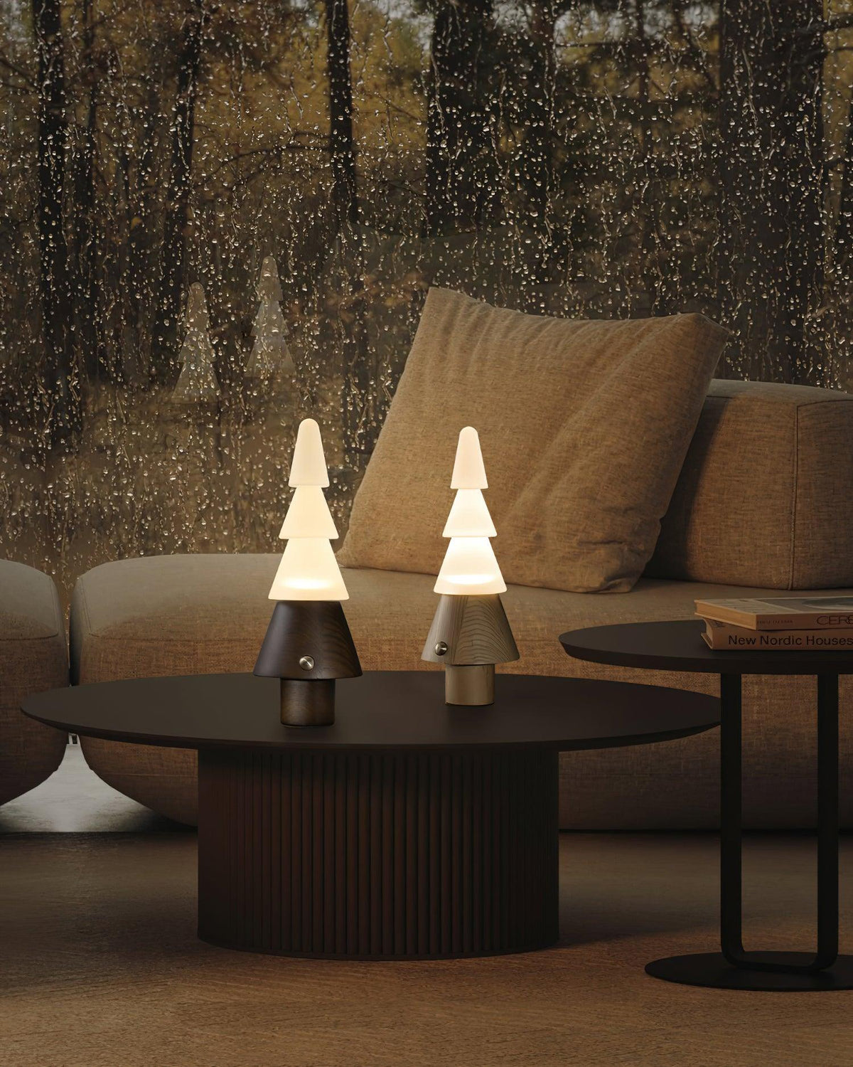Lámpara de mesa recargable en forma de árbol Abeta en un salón acogedor – imagen 11