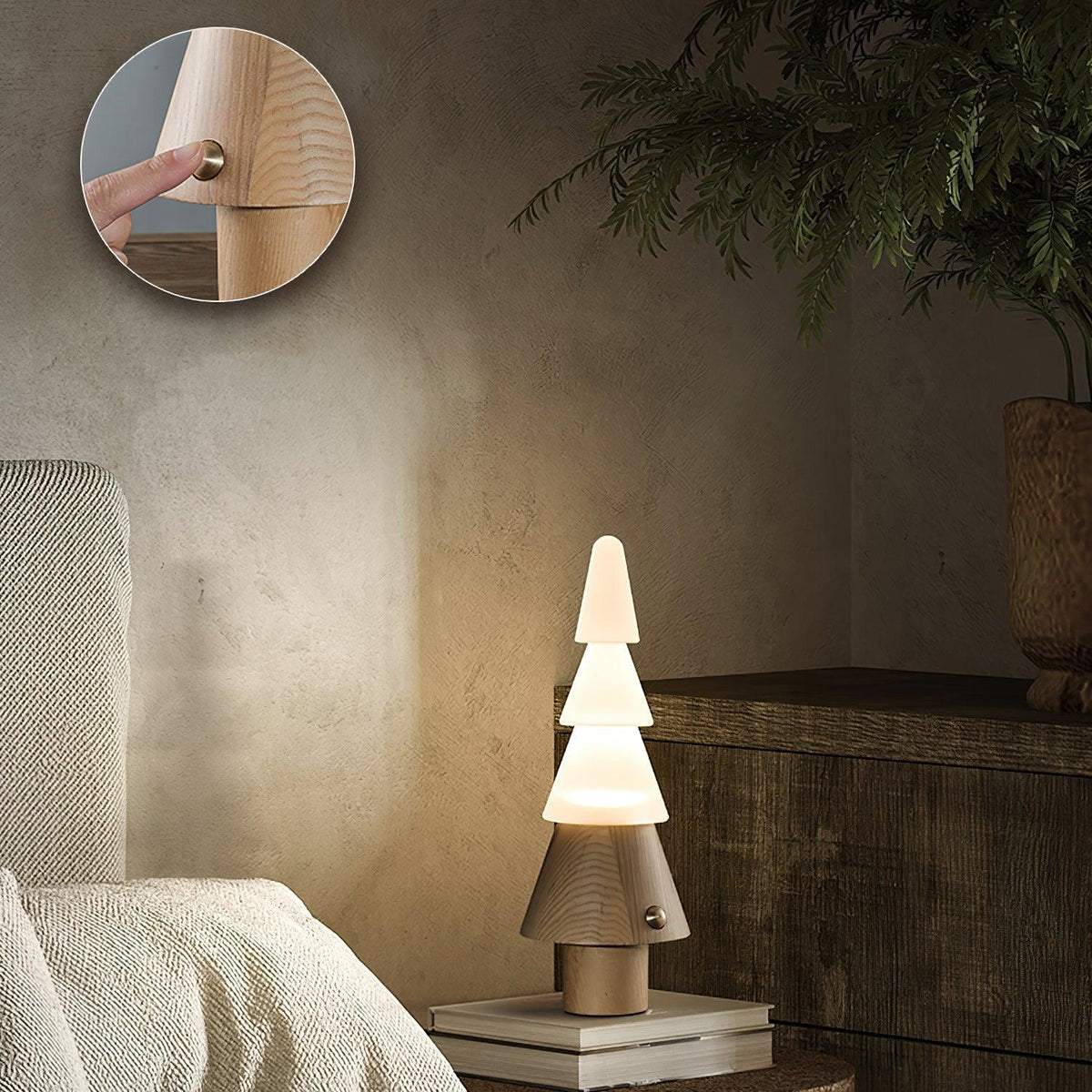 Lámpara de mesa recargable en forma de árbol Abeta en un salón acogedor – imagen 8