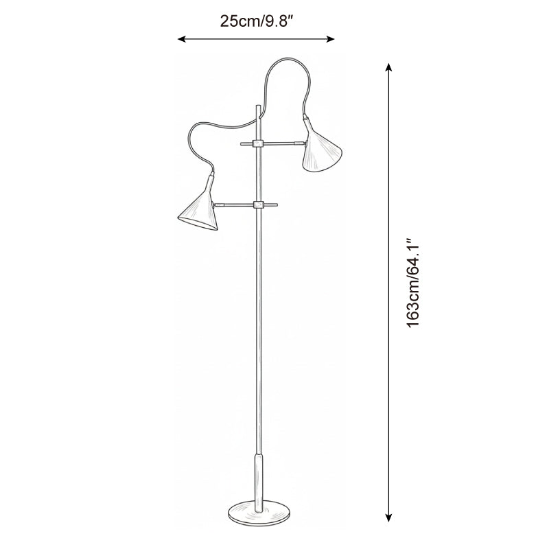 Lámpara de pie doble cono Trompela – medidas 25 x 163 cm