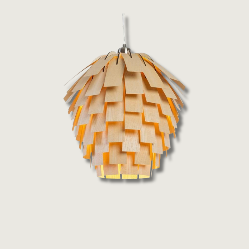 PinoLuz - Lámpara Colgante de Madera Natural y Elegante
