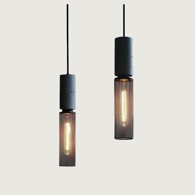 BrumaLuz - Lámpara Colgante Industrial de Hormigón y Metal