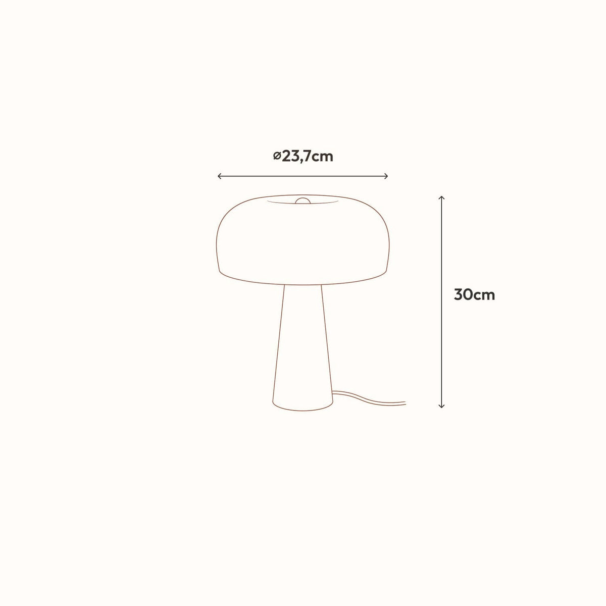 Lámpara de mesa seta de travertino Kaluma – medidas: Ø 24 cm y 30 cm de alto