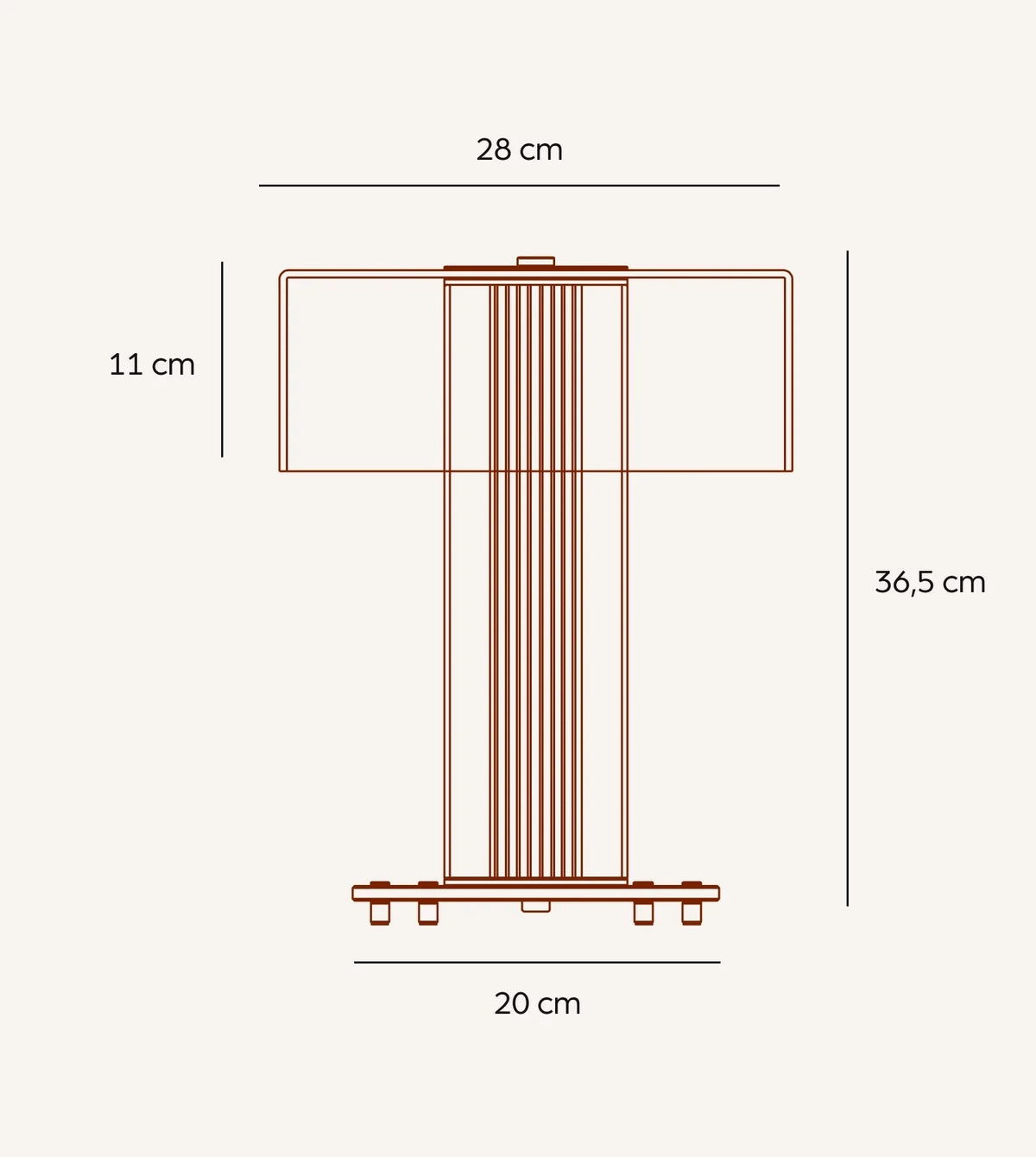 Lámpara de mesa de cristal Mabela – medidas