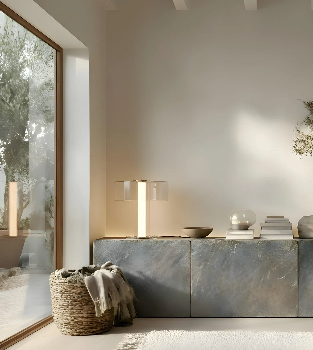 Lámpara de mesa de cristal Mabela en un dormitorio sereno – imagen 8