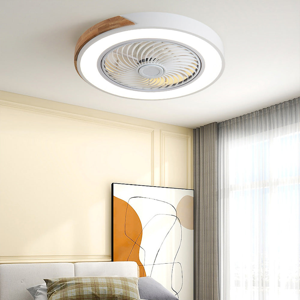Ventilador de Techo Redondo Moderno de Madera con Luces LED – Eficiencia Energética y Estilo Contemporáneo 0