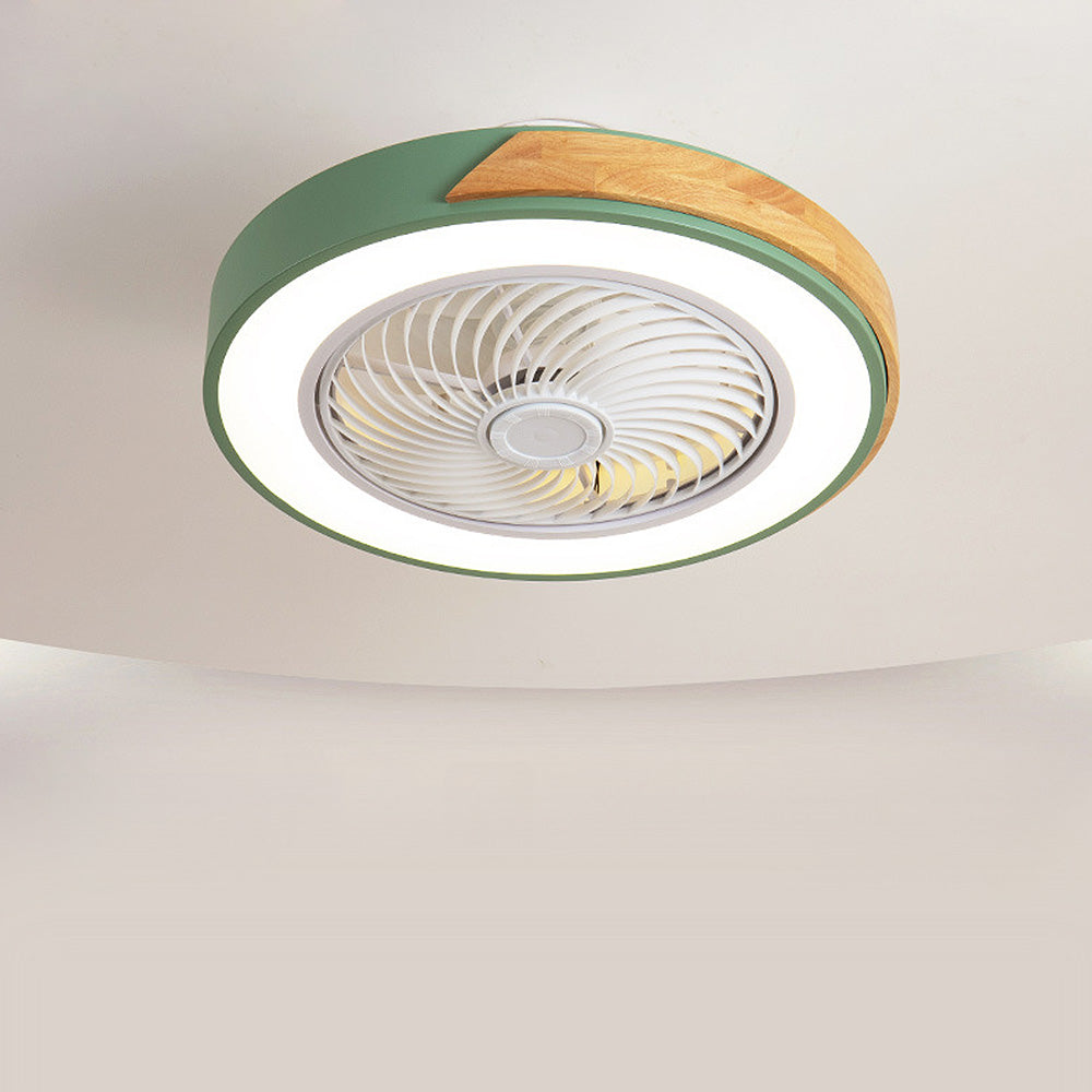 Ventilador de Techo Redondo Moderno de Madera con Luces LED – Eficiencia Energética y Estilo Contemporáneo 10